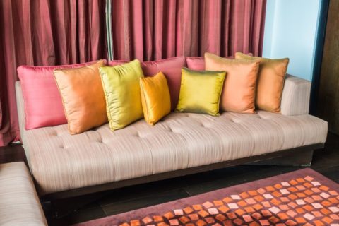Colorful Pillow on sofa decoration in living room interior